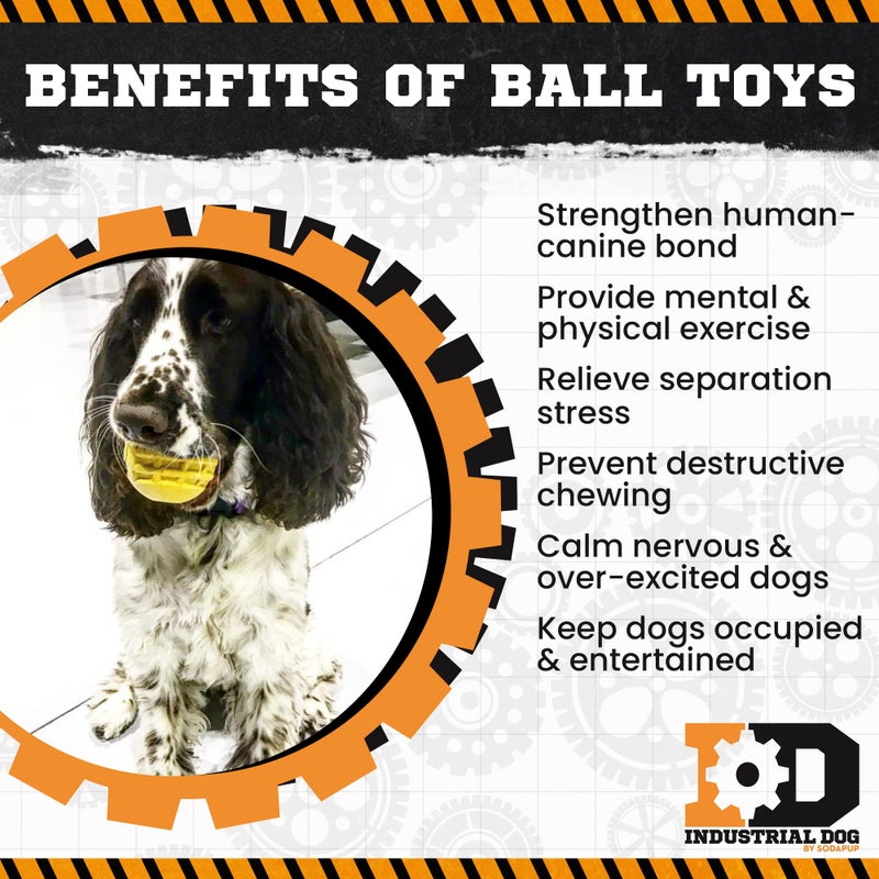 SodaPup Industrial Dog Gear Ball â€“ Durable Ball Toy, Chew Toy, & Treat Dispenser Made in USA from Non-Toxic, Pet-Safe, Food Safe Natural Rubber Material for Bonding, Mental & Physical Exercise, & More - Image 4